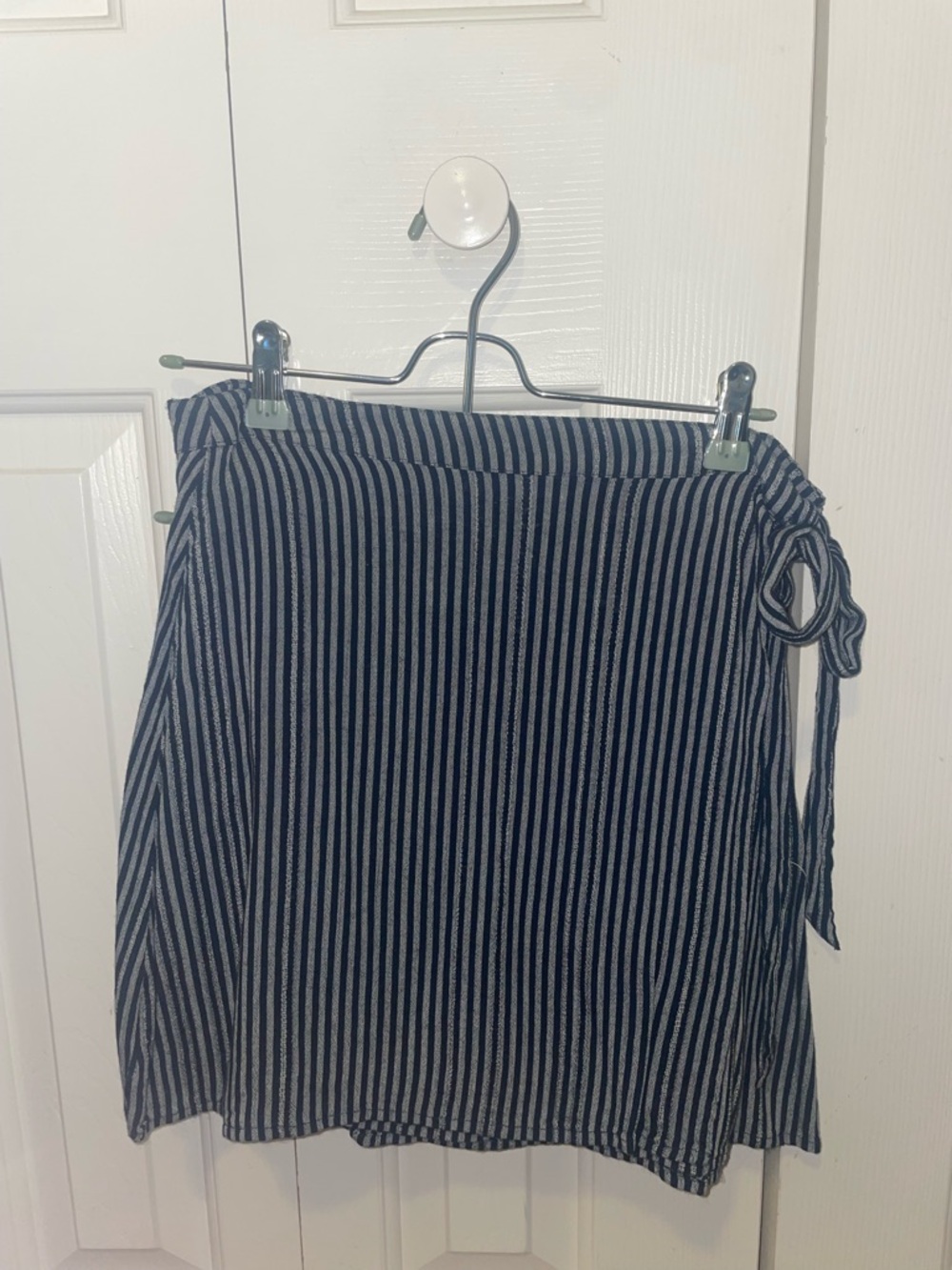 American Eagle Outfitters Navy and White Striped Wrap Mini Skirt